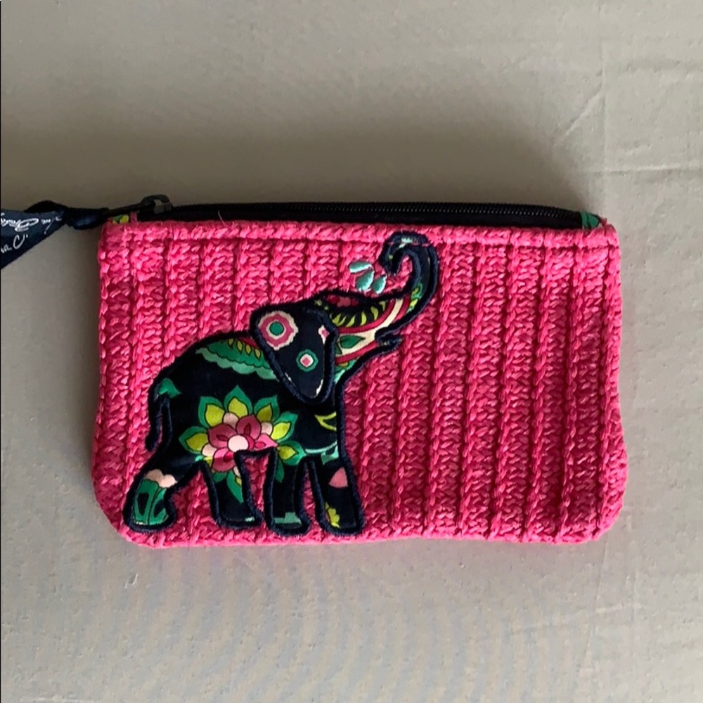 Vera bradley pink straw wallet